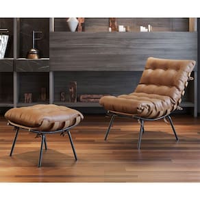 Poltrona E Puff M06 Estrutura Em Ferro Mais Decor Preto/marrom
