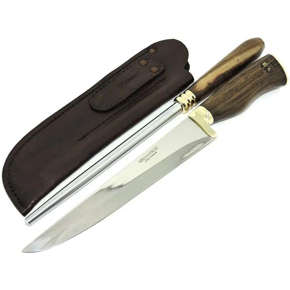 Faca e Chaira Lisa Premium Churrasco Carnes - 8 pol.