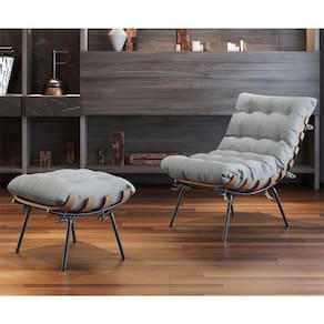 Poltrona E Puff M06 Estrutura Em Ferro Mais Decor Preto/cinza