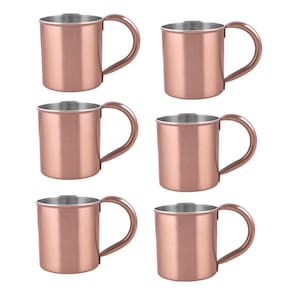 Kit 6 Caneca Moscow Mule Inox Cobre 300Ml Drink Caipirinha