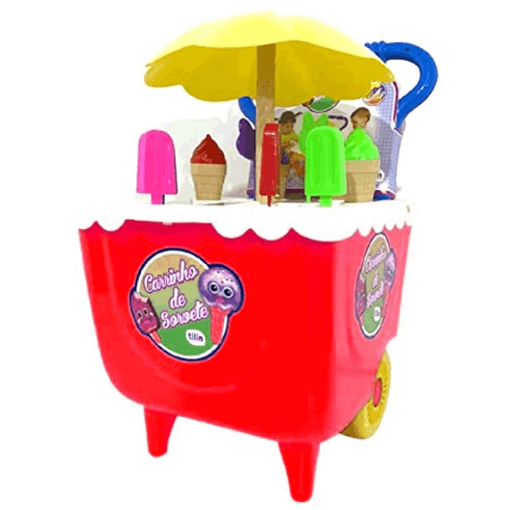 Brinquedo Faz De Conta Carrinho De Sorvete Vermelho Tilin