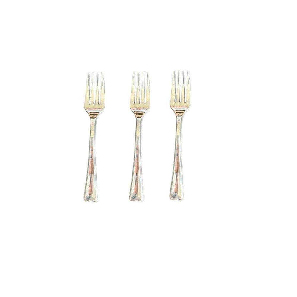 Pacote Com 144 Un Mini Garfo Prata Luxo Descartável 10Cm
