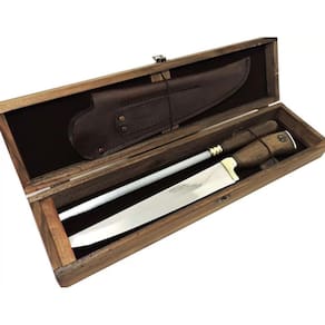 Conj. Faca e Chaira Estriada, Churrasco Linha Premium 10 pol