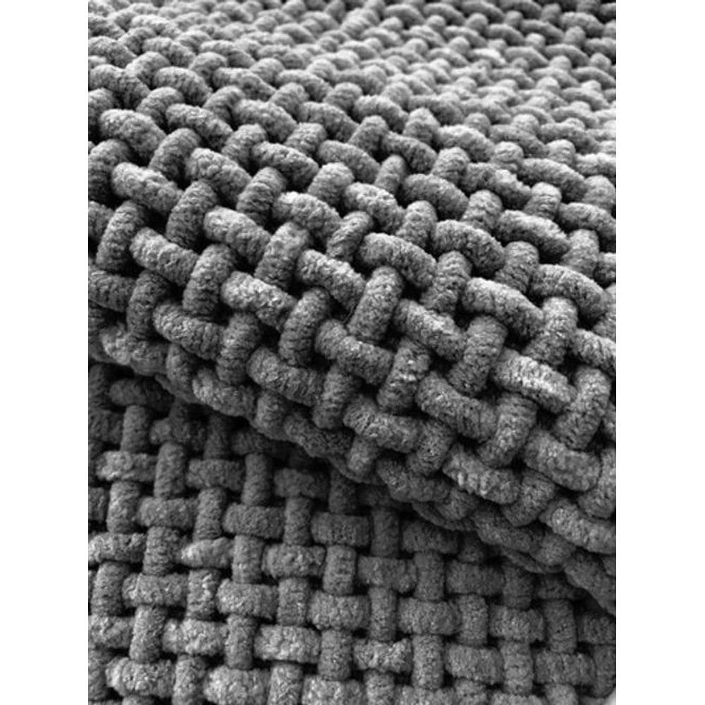 Tapete Microfibra Trançado 60 Cm X 40 Cm - Cinza