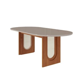 Mesa para Sala de Jantar 210cm Oval Valentina Cinamomo/Off White