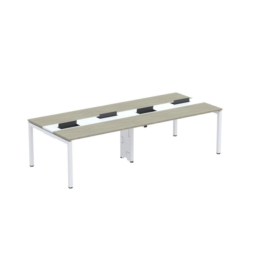 Mesa de Plataforma Dupla para 4 Pessoas Corporativa 140X120/4P PDC14/12/4P Nogueira Casablanca/Branco