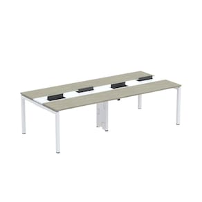 Mesa de Plataforma Dupla para 4 Pessoas Corporativa 130X120/4P PDC13/12/4P Nogueira Casablanca/Branco