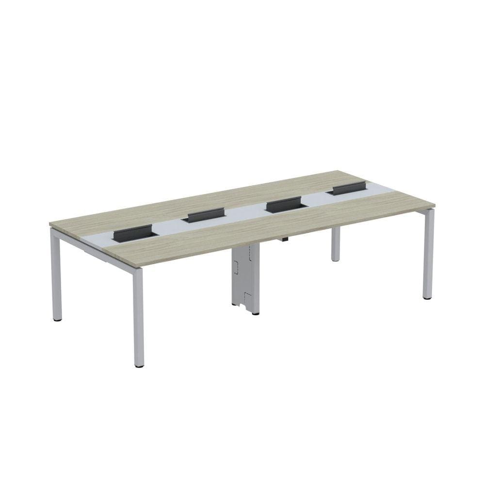 Mesa de Plataforma Dupla para 4 Pessoas Corporativa 130X120/4P PDC13/12/4P Nogueira Casablanca/Cinza