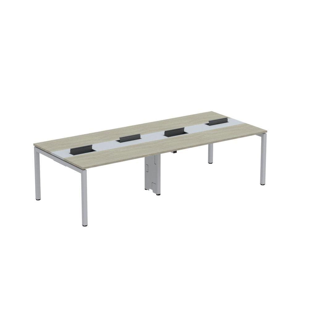 Mesa de Plataforma Dupla para 4 Pessoas Corporativa 140X120/4P PDC14/12/4P Nogueira Casablanca/Cinza