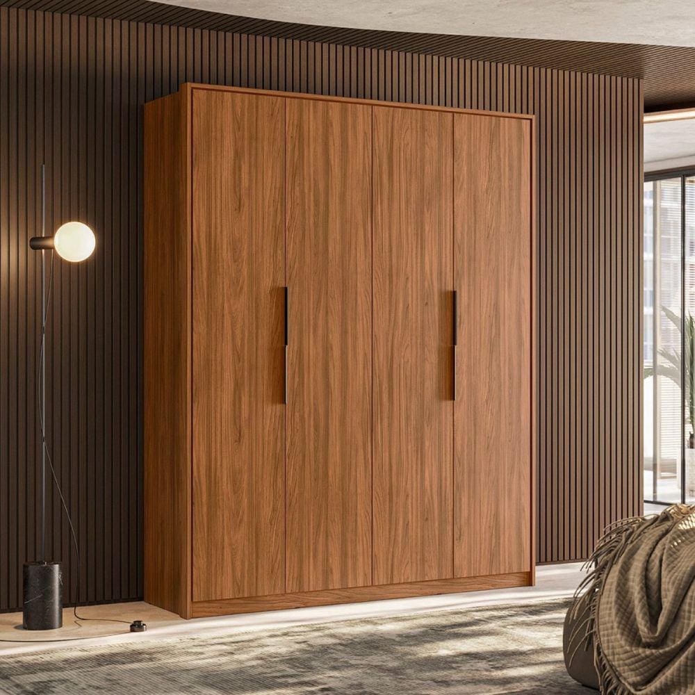 Guarda Roupa Casal 4 Portas Attore Nogueira Touch