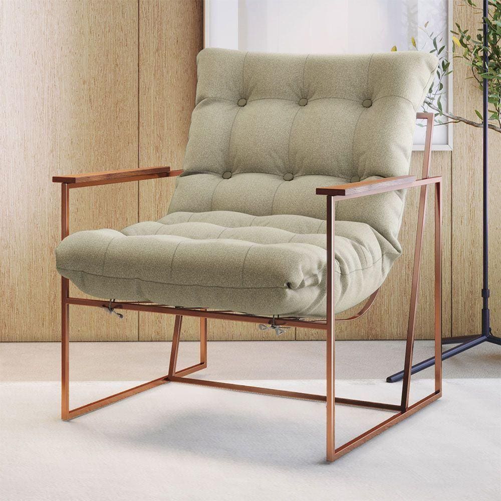 Poltrona M03 Estrutura Em Ferro Mais Decor Cobre/bege