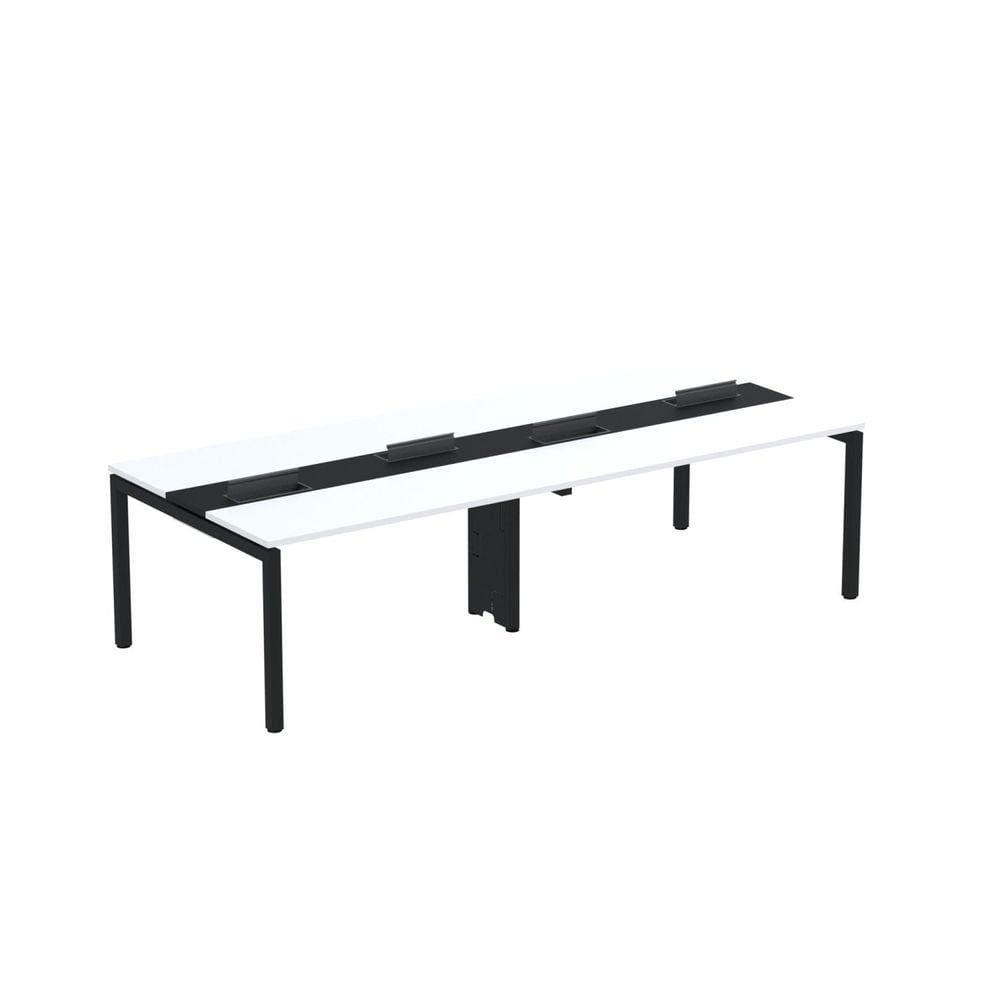 Mesa de Plataforma Dupla para 4 Pessoas Corporativa 140X120/4P PDC14/12/4P Branco/Preto