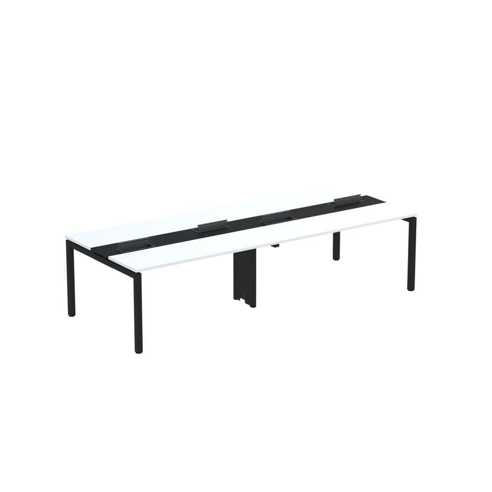 Mesa de Plataforma Dupla para 4 Pessoas Corporativa 160X120/4P PDC16/12/4P Branco/Preto