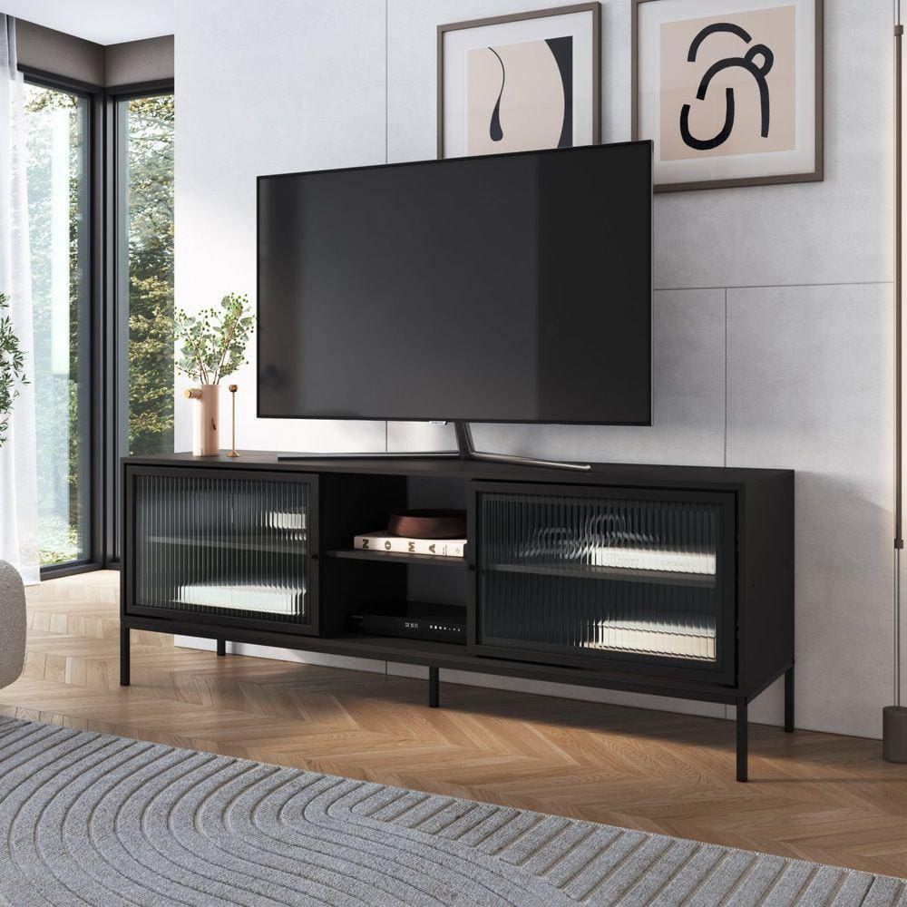 Rack para Tv até 65" com 2 Portas e 3 Prateleiras Euforia Preto