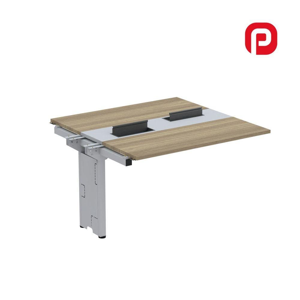 Complemento de Mesa Plataforma para Coworking para 2 Péssoas 120X120 Noce Naturalle/Cinza