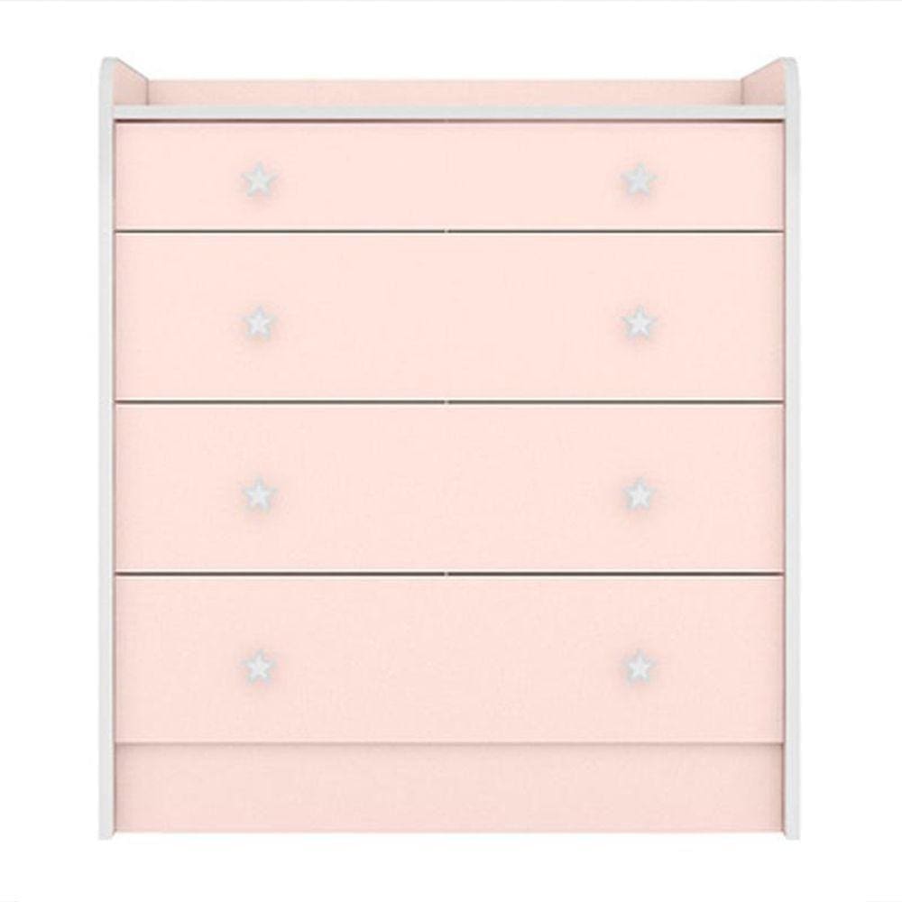 Cômoda Com Trocador Doce Sonho Rosa Acetinado - Qmovi