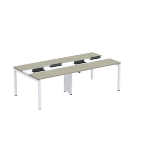 Mesa de Plataforma dupla para 4 Pessoas Corporativa 120X120/4P PDC12/12/4P Nogueira Casablanca/Branco