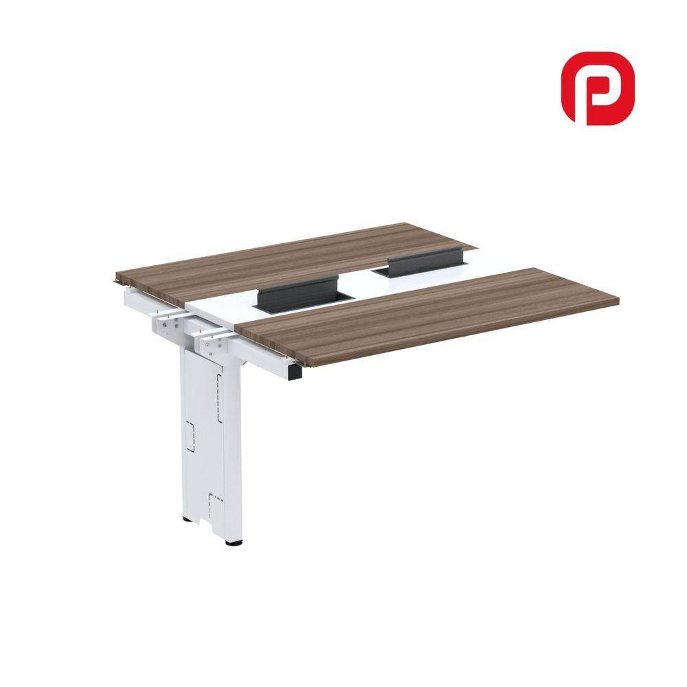 Complemento de Mesa Plataforma para Coworking para 2 Péssoas 120X120 Walnut/Branco