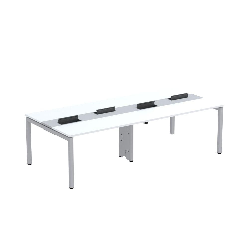 Mesa de Plataforma Dupla para 4 Pessoas Corporativa 130X120/4P PDC13/12/4P Branco/Cinza