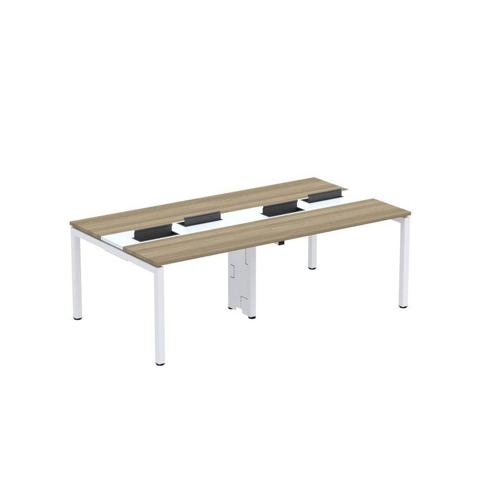 Mesa de Plataforma dupla para 4 Pessoas Corporativa 110X120/4P PDC11/12/4P Noce Naturalle/Branco