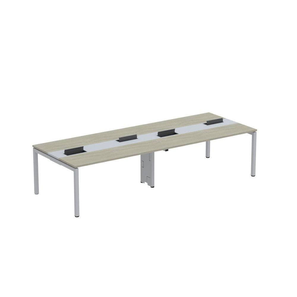 Mesa de Plataforma Dupla para 4 Pessoas Corporativa 160X120/4P PDC16/12/4P Nogueira Casablanca/Cinza