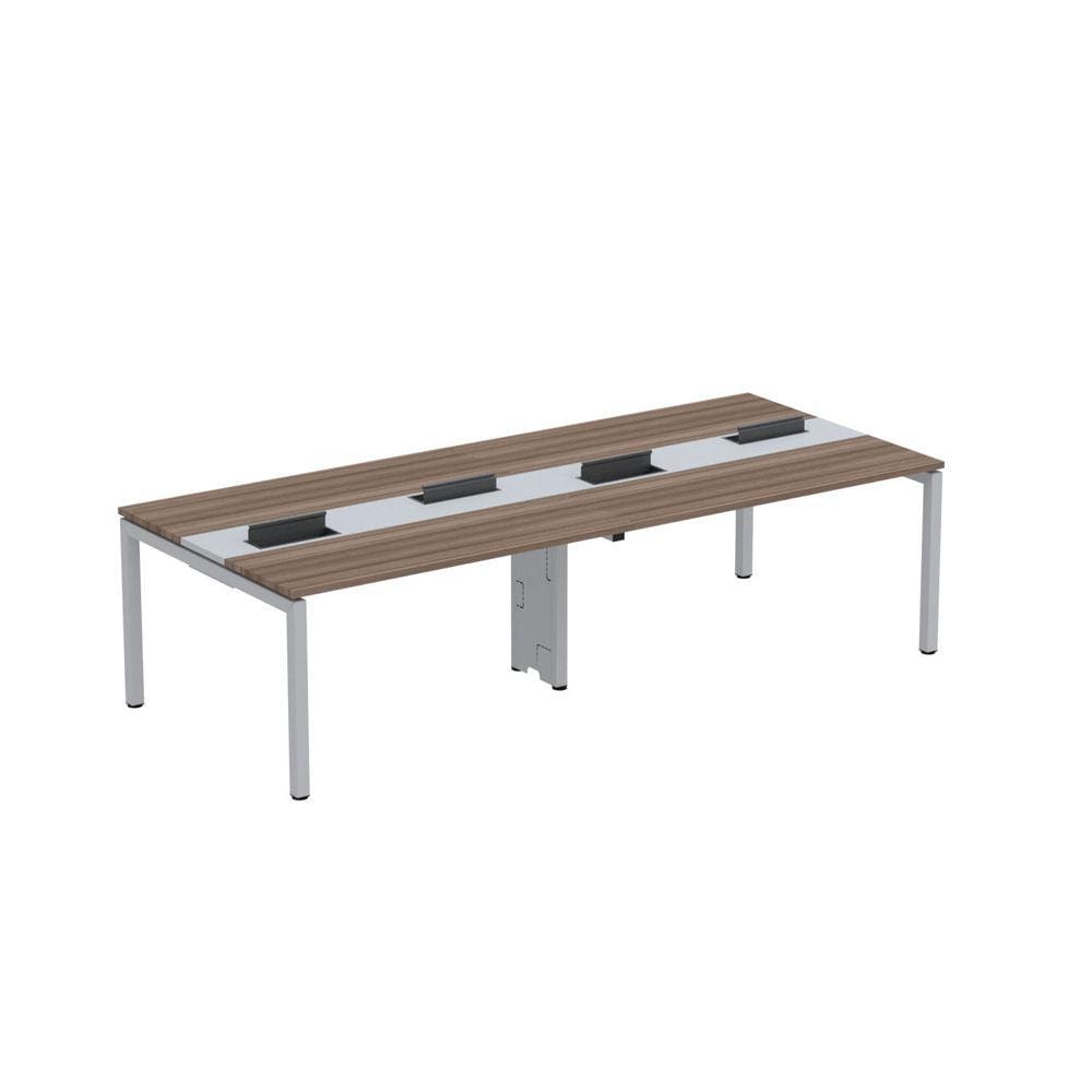 Mesa de Plataforma Dupla para 4 Pessoas Corporativa 140X120/4P PDC14/12/4P Walnut/Branco