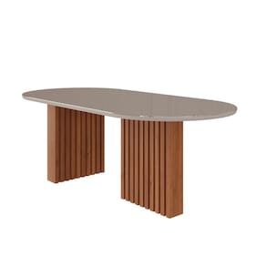 Mesa para Sala de Jantar 210cm Oval Ester Cinamomo/Off White