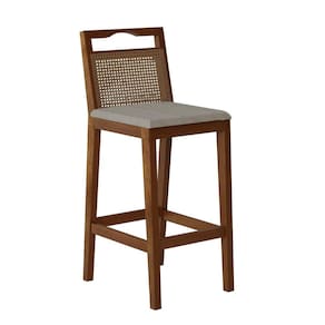 Banqueta Para Cozinha Madeira Maciça Rattan Vittoria Pinhão