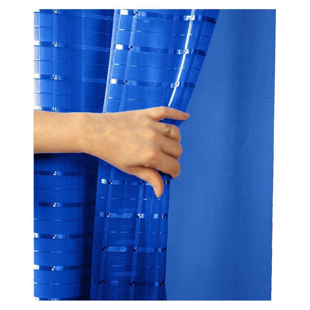 Cortina Blackout Pvc Voil Xadrez 2,80M X 2,50M - Azul Royal