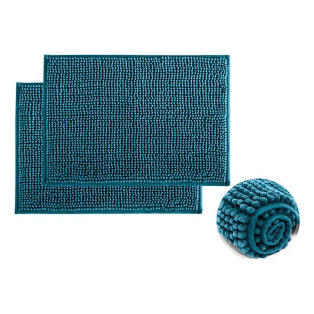 2 Tapete Antiderrapante Macarrãozinho 40 X 60 Azul Petróleo