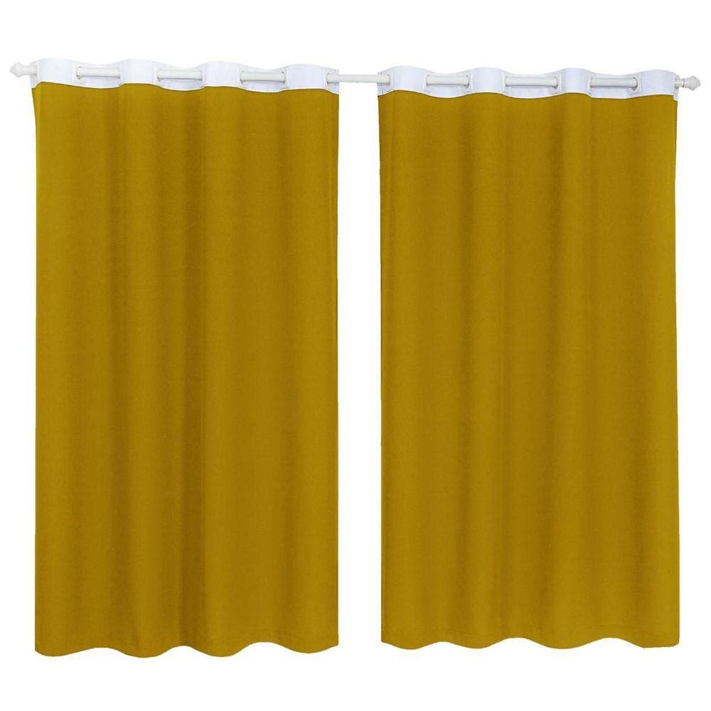 Cortina Tecido Oxford Faixa Branco 2,50M X 3,00M - Amarelo
