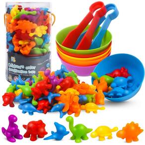 Contando brinquedos de dinossauro GKDOMS com copos separadores para crianças a partir de 3 anos