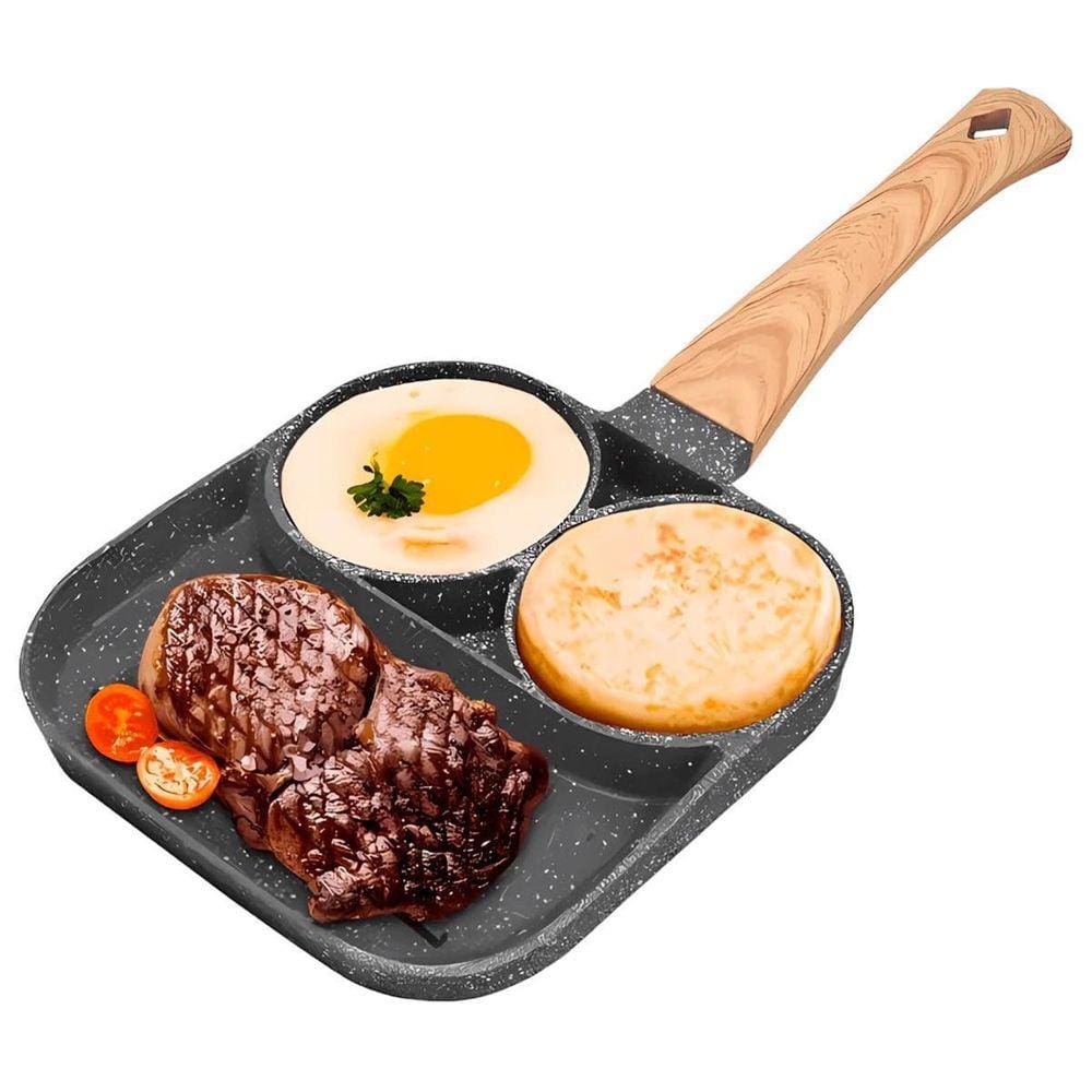 Frigideira Antiaderente 3 Em 1 19Cm Ovo Carne E Hambúrguer