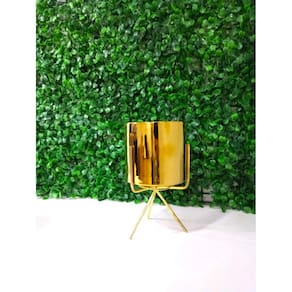 Vaso de Ceramica Decorativo Tripé em Metal Dourado Flores Plantas