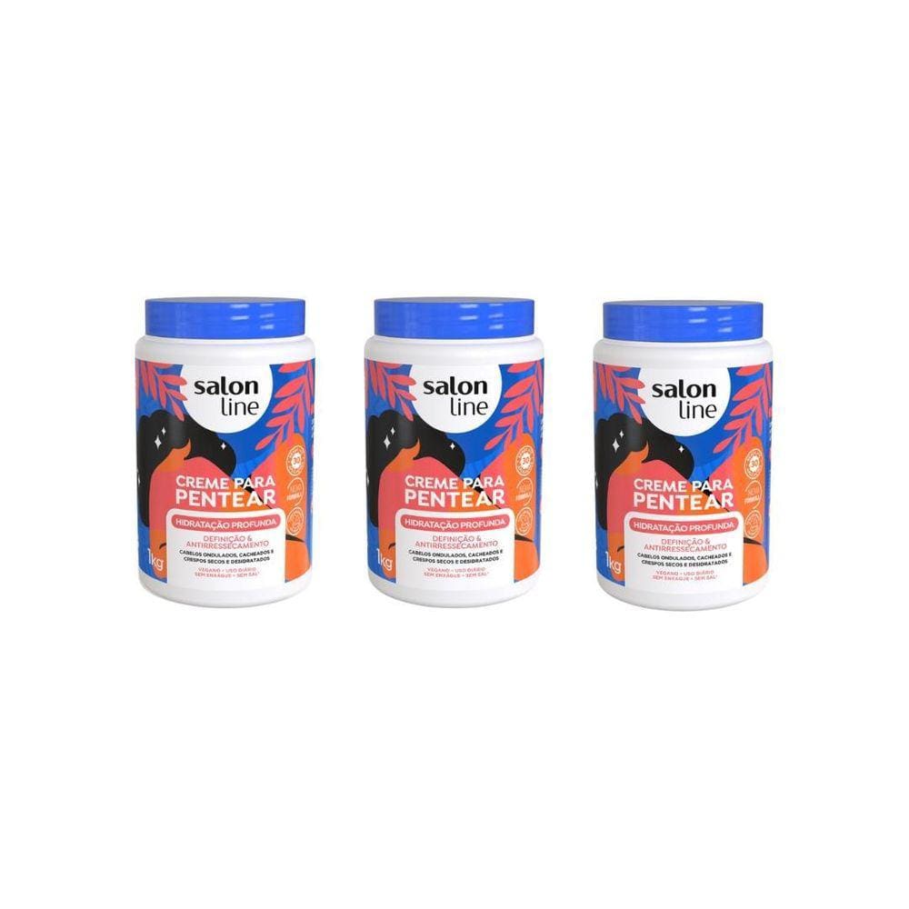 Creme Para Pentear Salon Line 1Kg Hidratação Profunda - 3Un