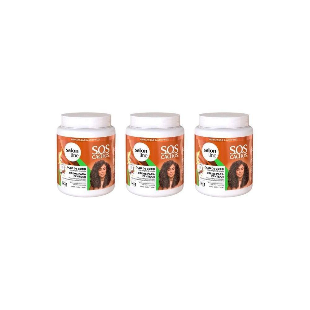 Creme Para Pentear Salon Line 1Kg Coco Trat Profundo - 3Un
