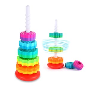 Brinquedo giratório empilhável LMTNNB Rainbow Tower para crianças de 1 a 3 anos