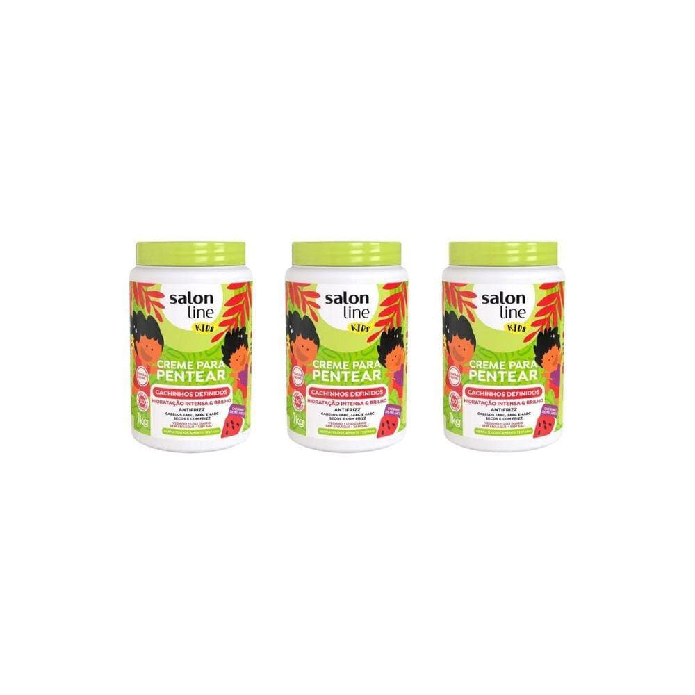 Creme Para Pentear Salon Line 1Kg Kids - Kit C/3Un