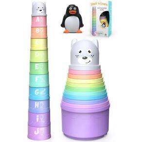 Copos empilháveis Toy MindSprout com brinquedo de banho Squirting e agitador