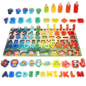 Quebra-cabeças em forma de número de alfabeto de madeira Montessori Toys Kids