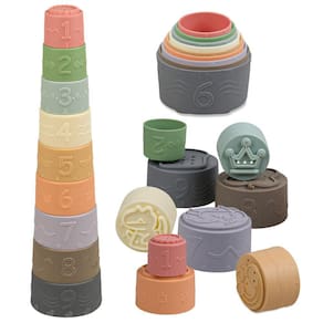 Copos empilháveis Toy Laiydontos 9 peças de dentição de silicone 0-3Y