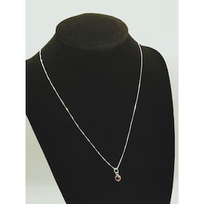 Colar De Prata 925 Com Ponto De Luz Redondo Vermelho - 45Cm