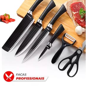 Jogo De Facas Kit 6 Peças Chef Cozinha Inox Antiaderente