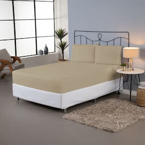 Jogo de Lençol Roupa de Cama Casal Queen Size Percal 140 Fios Liso Ponto Palito Algodão 3 Peças