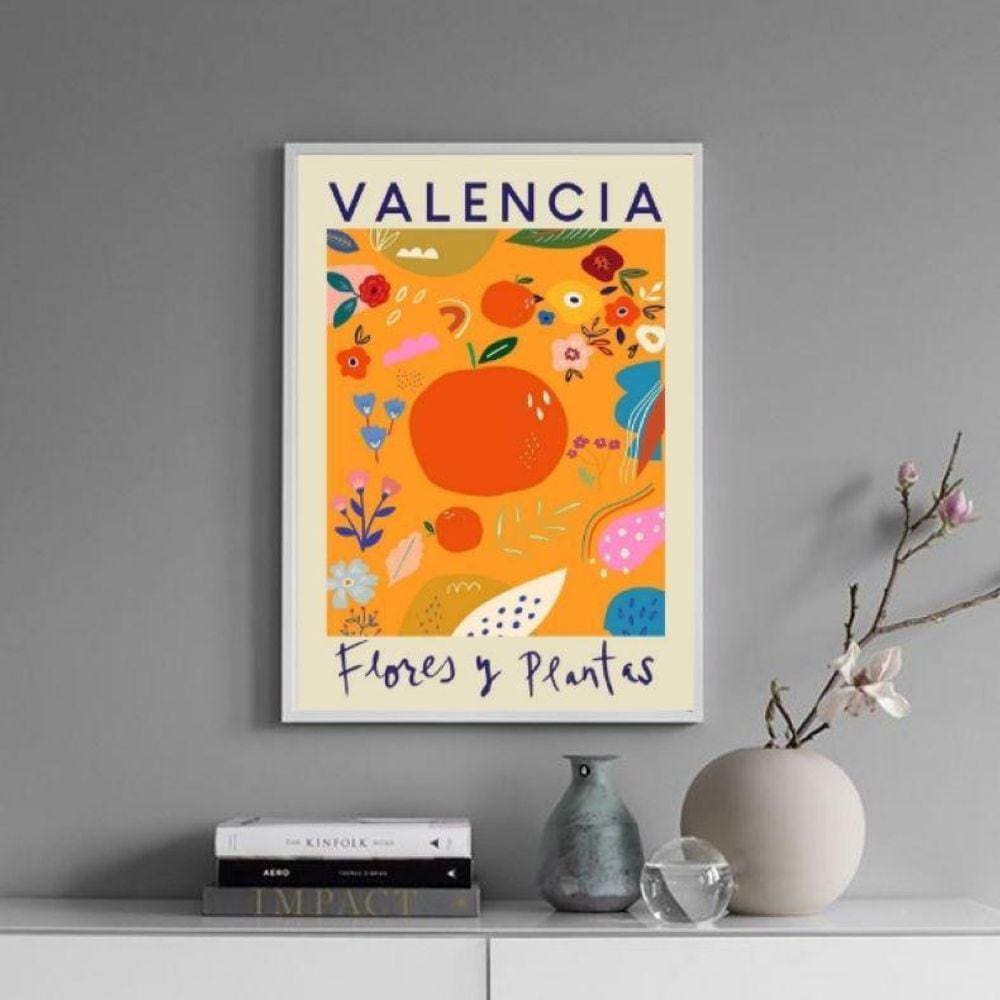 Quadro Poster Flores E Plantas - Valencia 45X34Cm - Vidro
