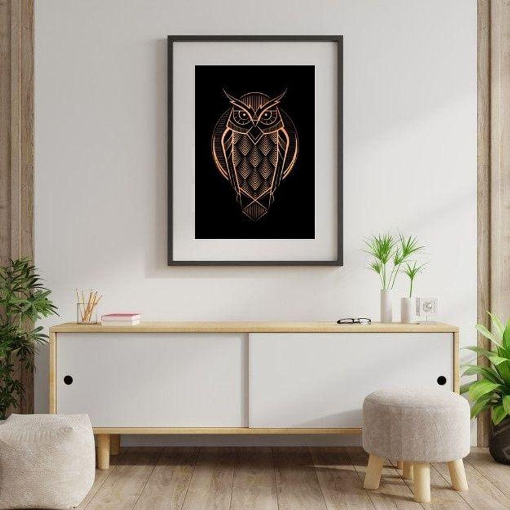 Quadro Coruja Geométrica - 60X48Cm