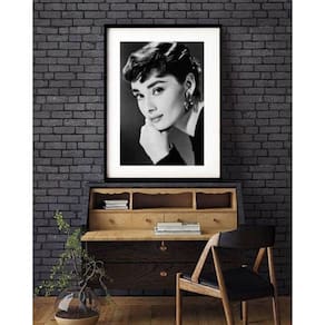 Quadro Decorativo Audrey Hepburn P&B 60X48Cm