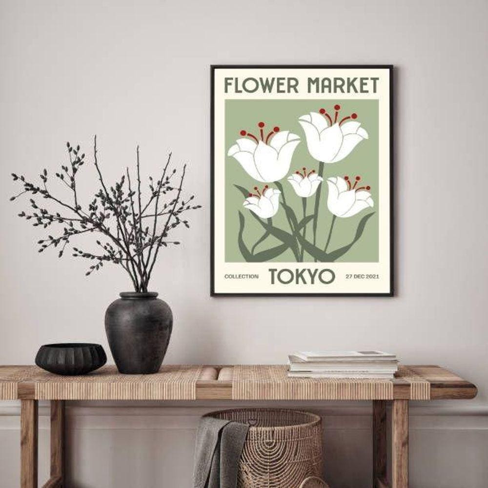 Quadro Decorativo Flower Market - Tokyo 33X24Cm - Com Vidro