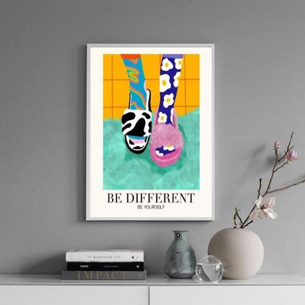 Quadro Poster Be Diferent - Be Yourself 33X24Cm - Com Vidro