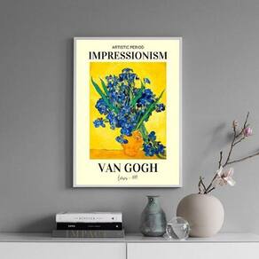 Quadro Flores Impressionistas - Van Gogh 45X34Cm - Com Vidro
